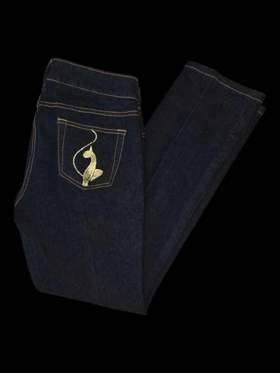 Baby Phat Denim - Vintage Y2K Baby Phat Dark Wash Jeans Rhinestone Cat Logo Size 13